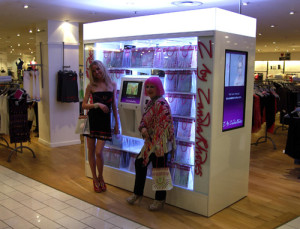 Noelle Reno and Zandra Rhodes in front of the Z MACHINE at Harvey  Nichols